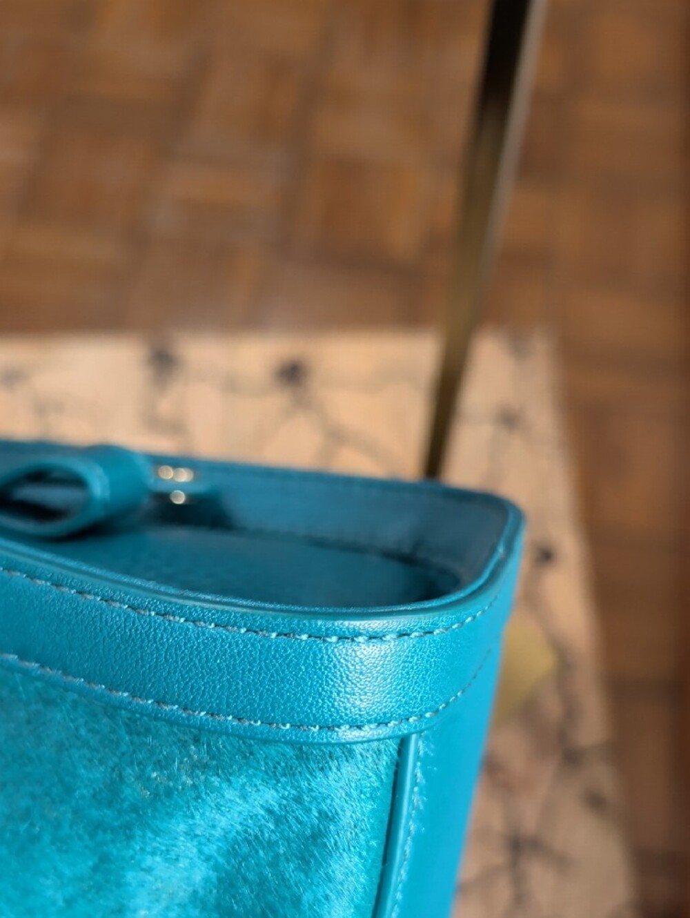 Vera Bradley Teal Blue Mini Satchel with Gold Hardware minor Stain On Front - Picture 4 of 13